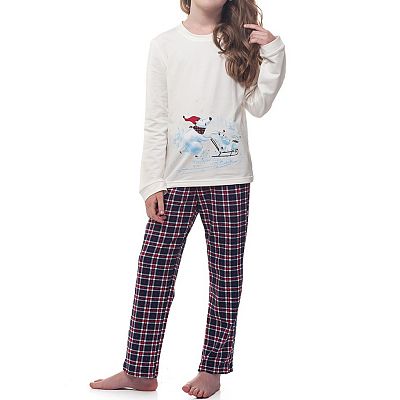GNP 047/001 (GNP 047/001 Комплект дом. девоч. (футб. дл. рук.+брюки) р.122/экри)
